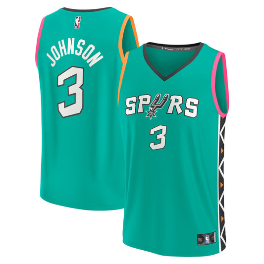 Keldon Johnson San Antonio Spurs Fanatics Branded Unisex 2022/23 Fastbreak Jersey - City Edition - Turquoise